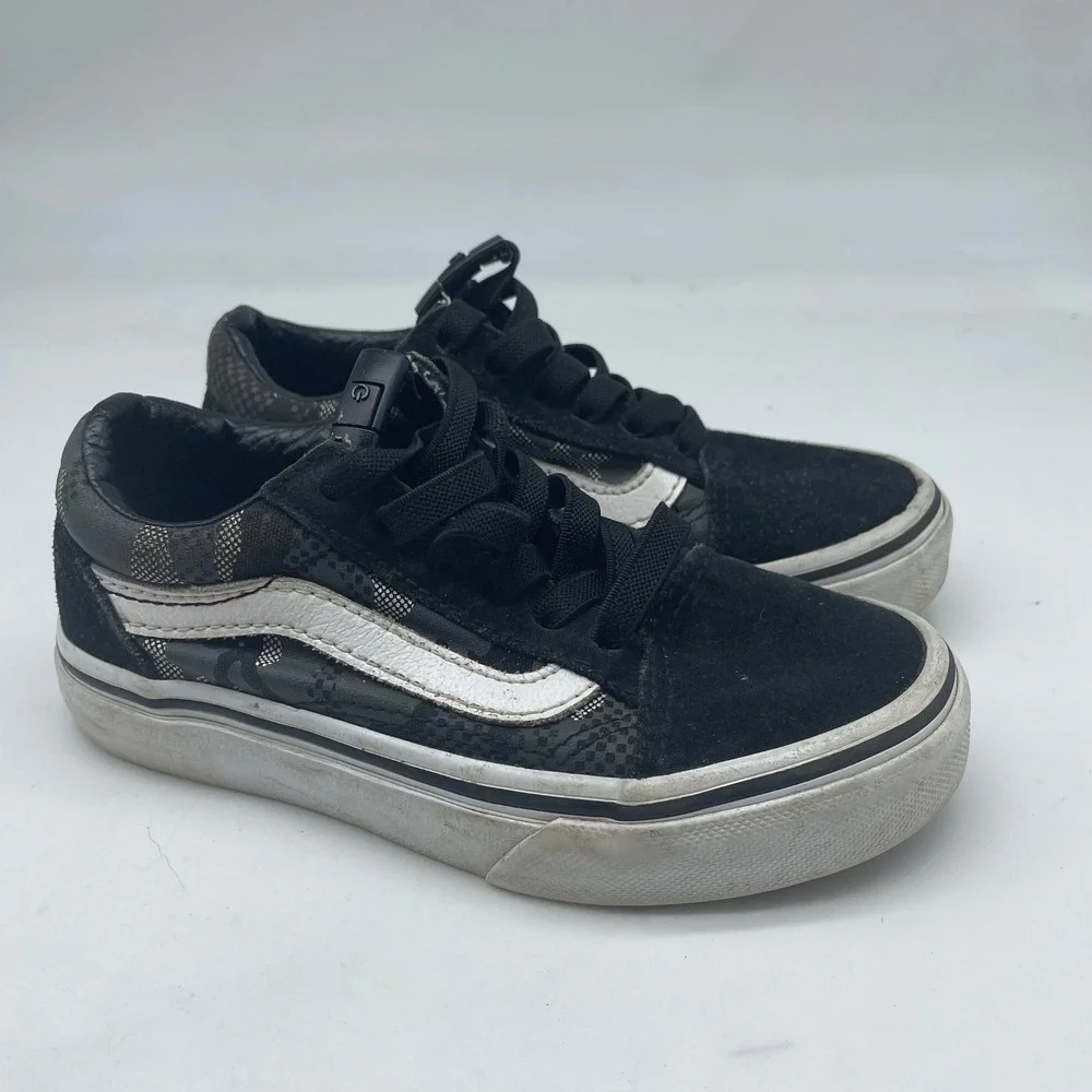 Vans Old Skool Kids Sneakers Black Grey Patterned Suede Low Top‎ Size 11.0